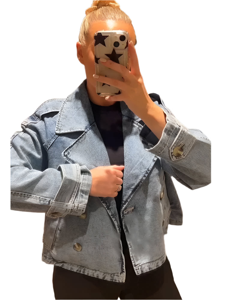 Veste courte en jean à col